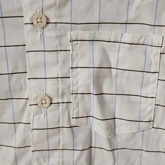 Freestyle 2 Piece Set White Button Down Blue Brown Stripe Sleeve Brown Cargo 5 - Picture 4 of 13